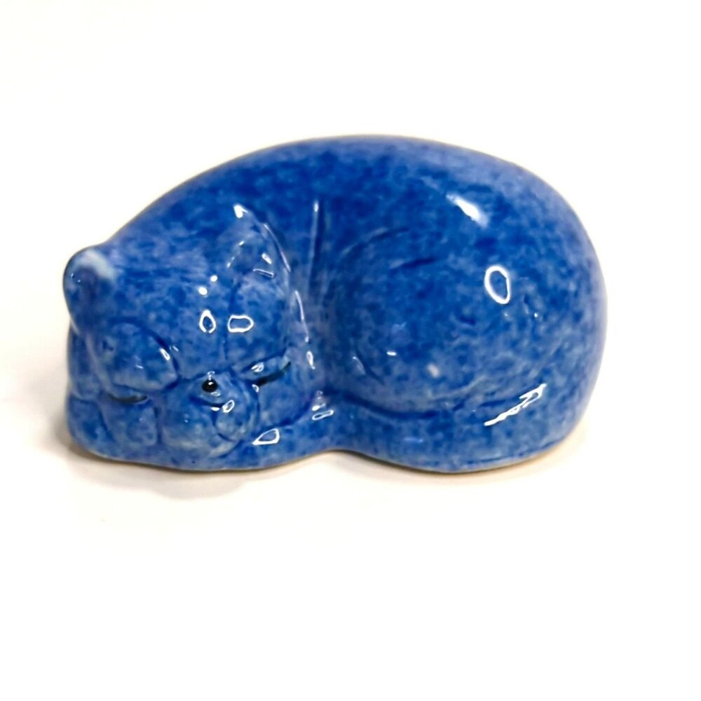 Beachcombers Intl Blue Speckled Cat Ceramic Figurine Farm Animal Decor